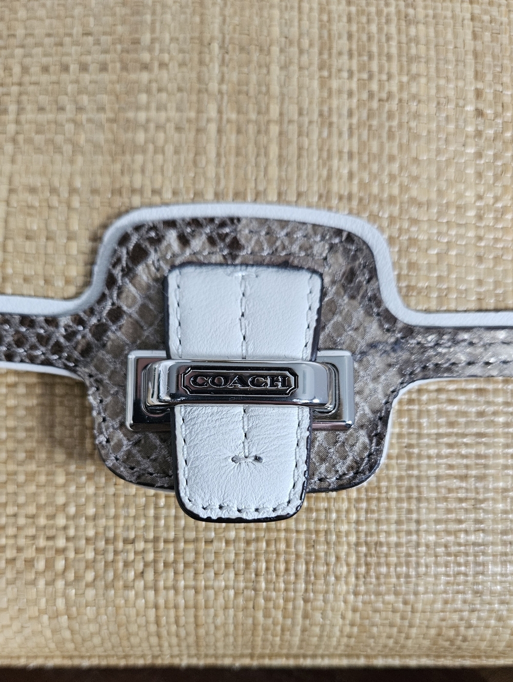 Coach Taylor City Natural Straw & Python Clutch Wristlet - Picture 3 of 11
